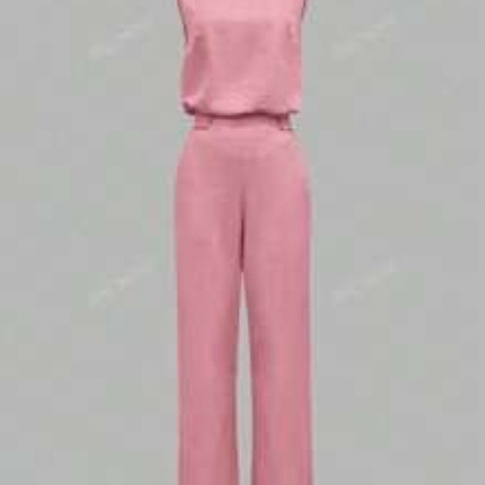 2pcs Women Fashionable Casual Elegant Sleeveless Top And Long Pants Set With Sla